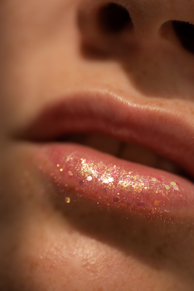 glittery lip gloss.